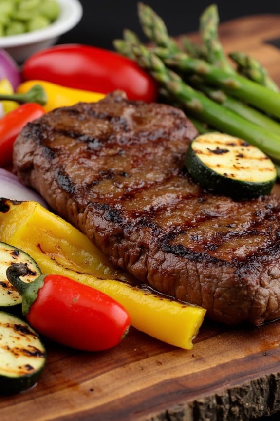 grilled steak with vegetables