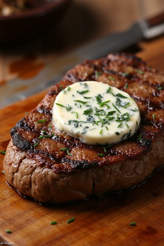 grilled steaks with blue cheese