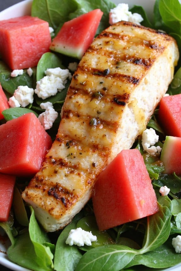 grilled swordfish watermelon salad