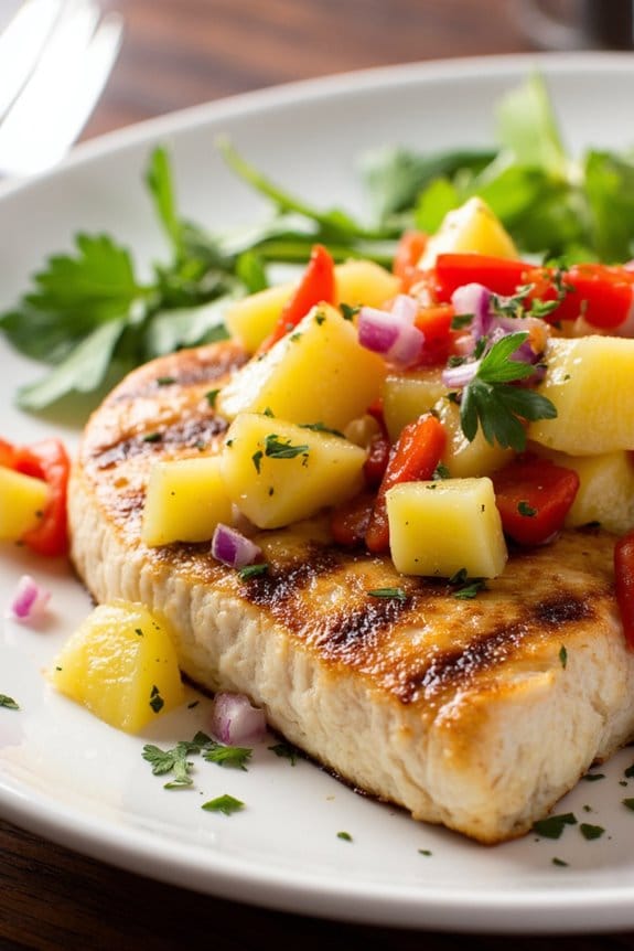grilled swordfish with pineapple relish