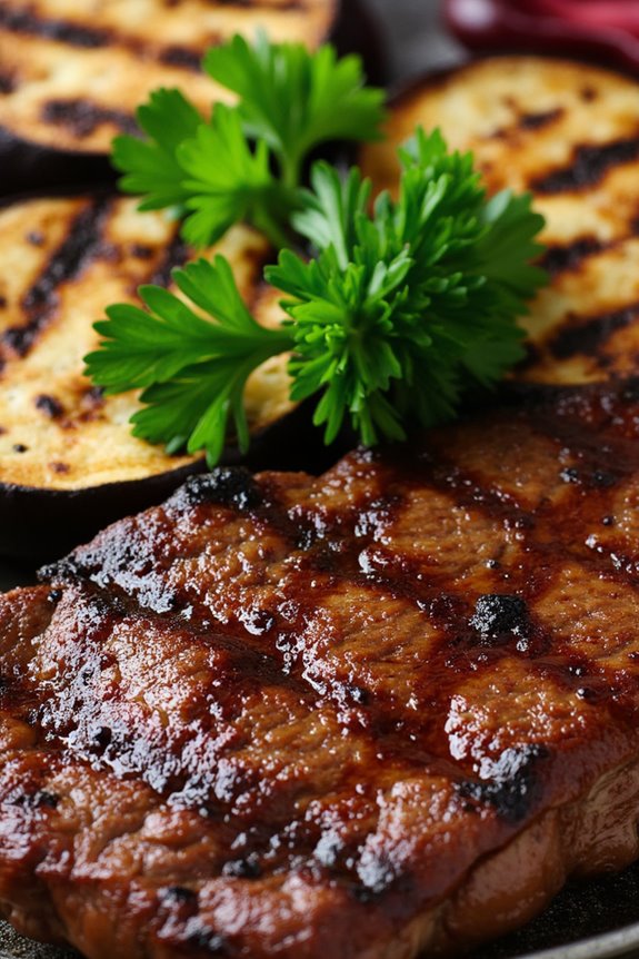 grilled tri tip and eggplant