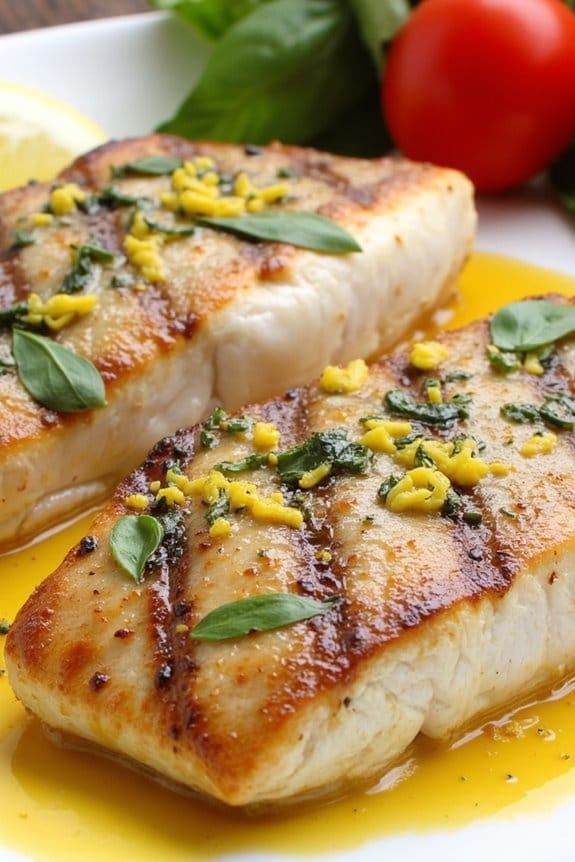 grilled trout with basil butter