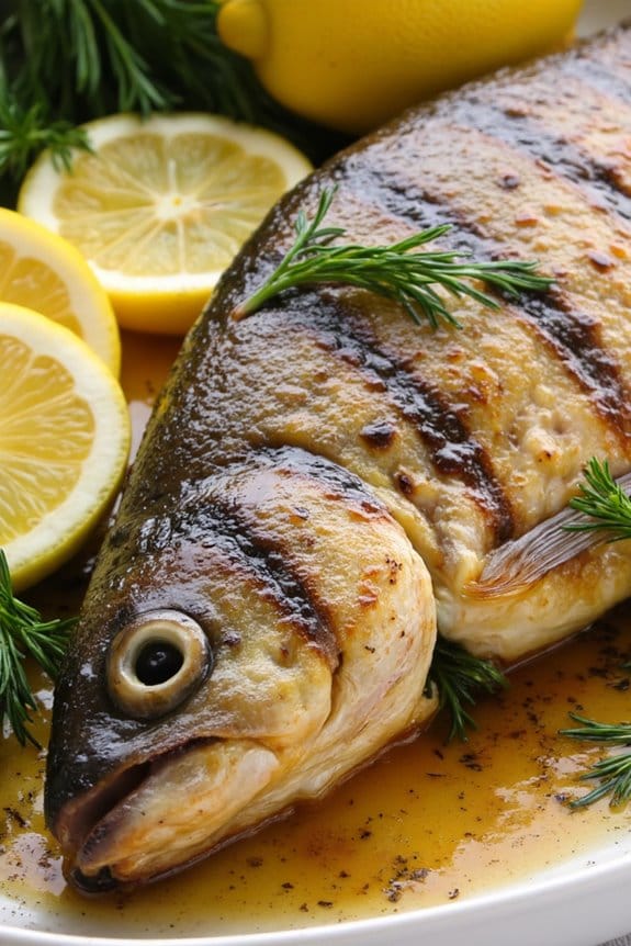 grilled trout with garlic dill