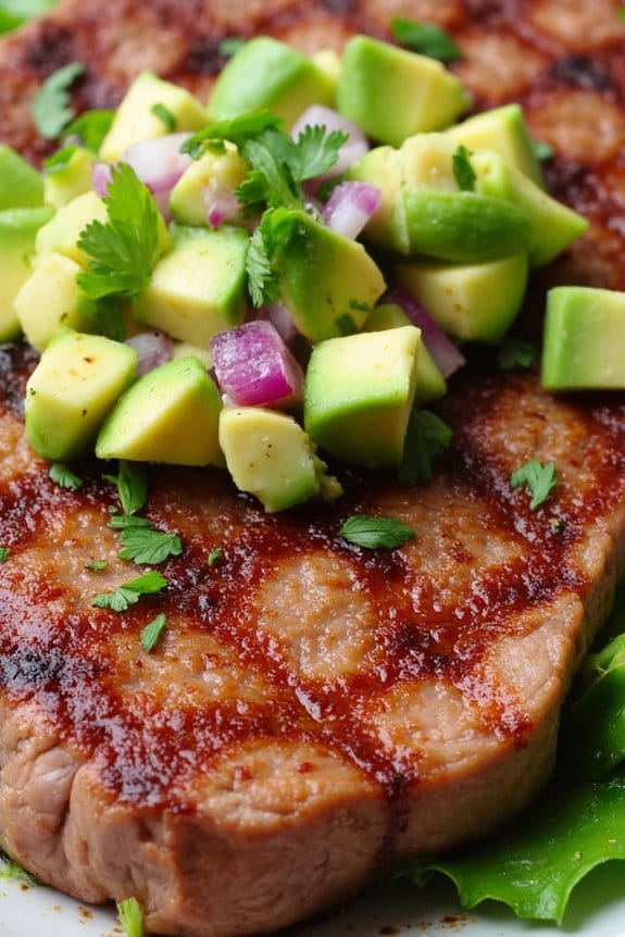 grilled tuna with avocado