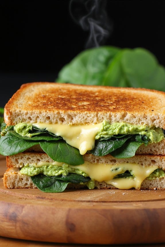 guilt free avocado spinach grilled cheese