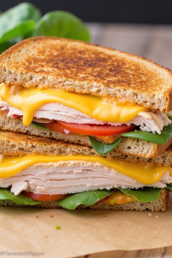 healthy turkey hummus grilled cheese