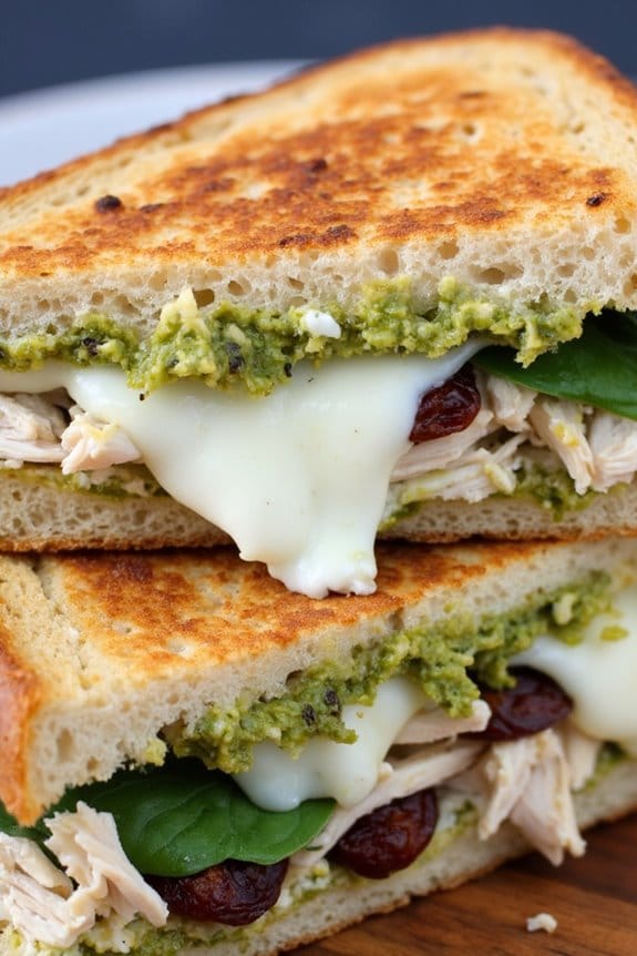hearty chicken pesto sandwich