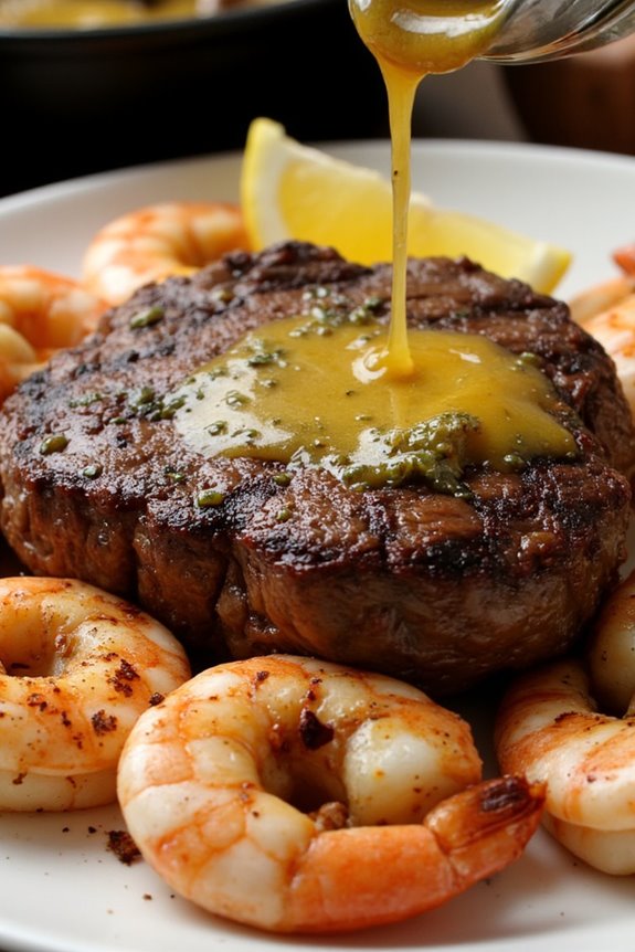 herb butter steak and shrimp