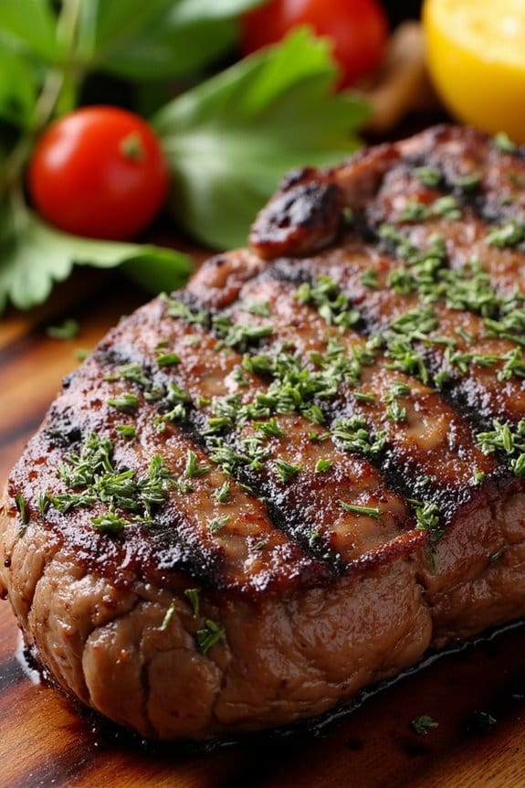 herb crusted grilled t bone steak