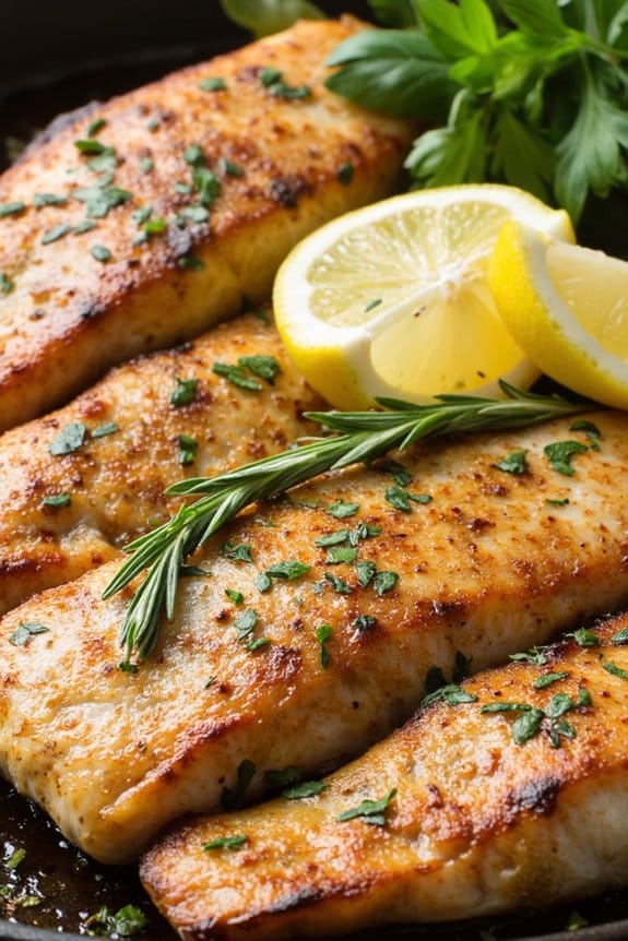 herb infused grilled fish fillets