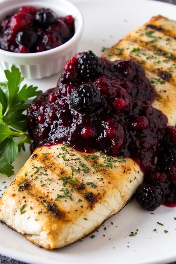 herbed trout with berry compote