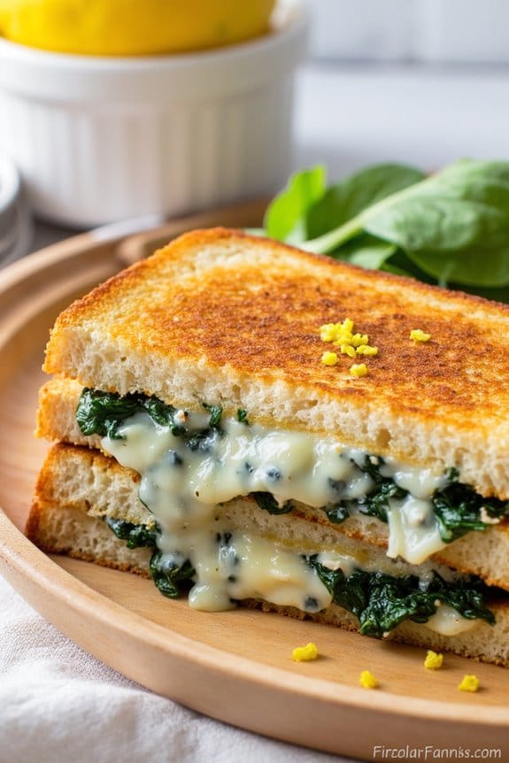 lemon spinach ricotta grilled cheese