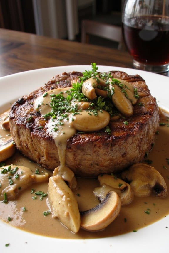 luxurious mushroom porterhouse dish