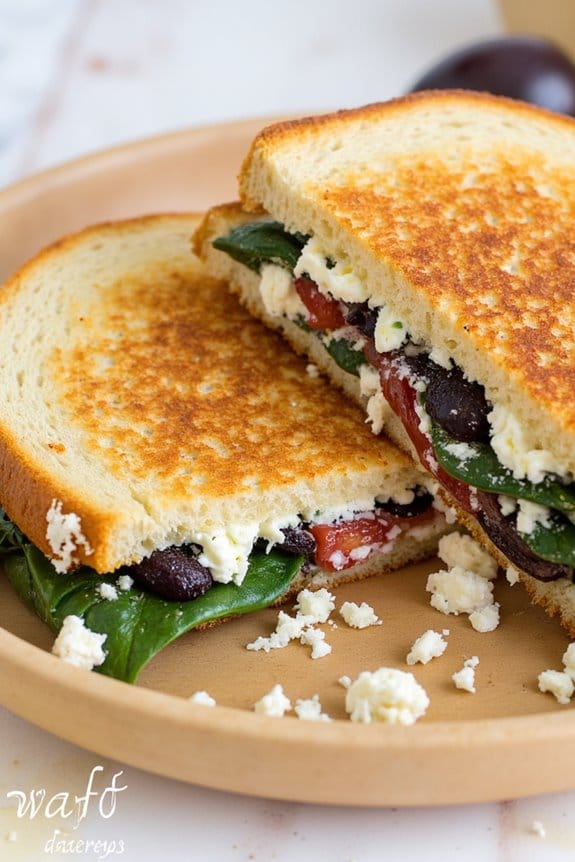 mediterranean spinach feta grilled cheese