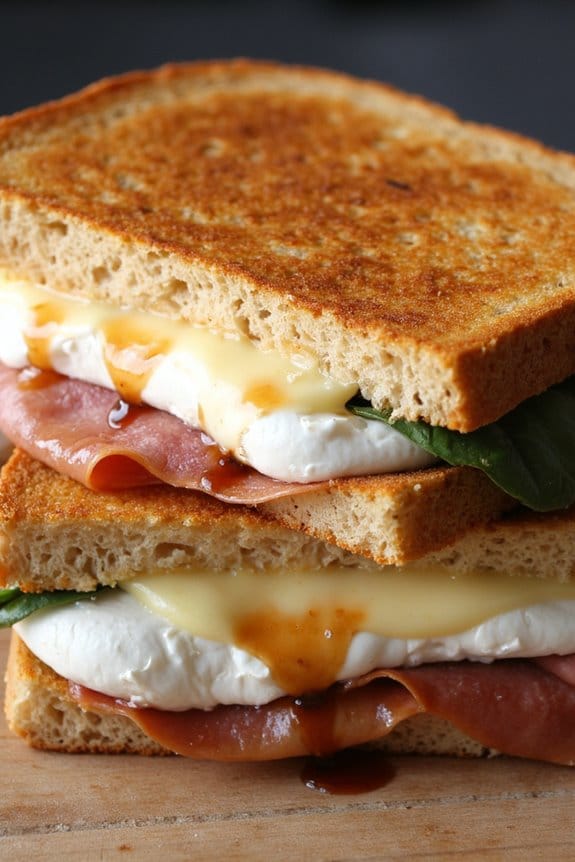 mozzarella and prosciutto grilled cheese