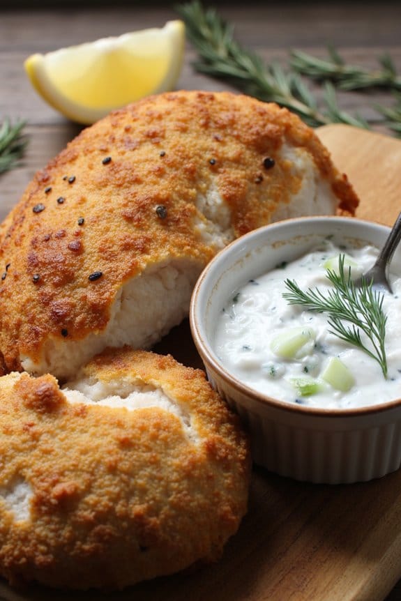 salt crusted fish with sauce