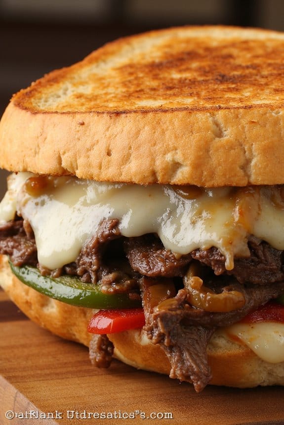 savory grilled cheesesteak sandwich