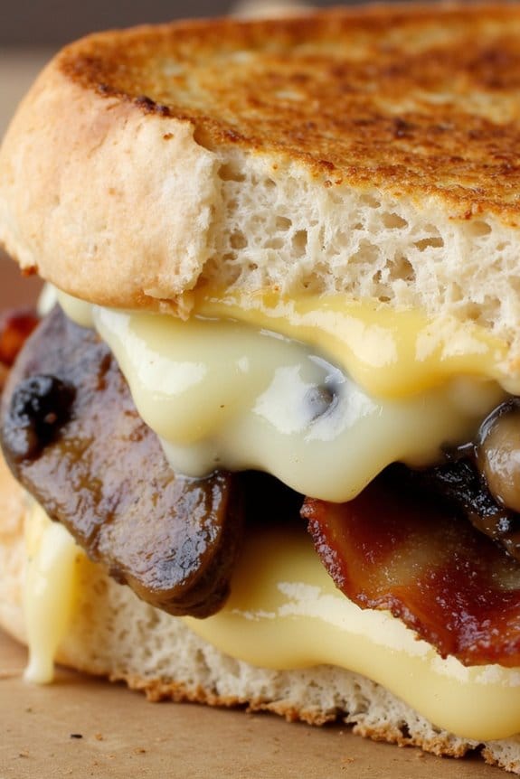 savory mushroom bacon grilled cheese