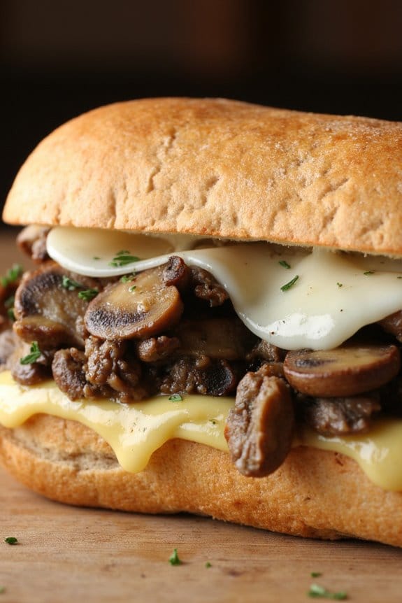 savory mushroom swiss sandwich