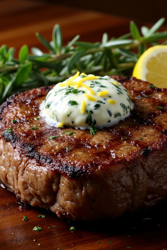 savory ribeye with herb butter