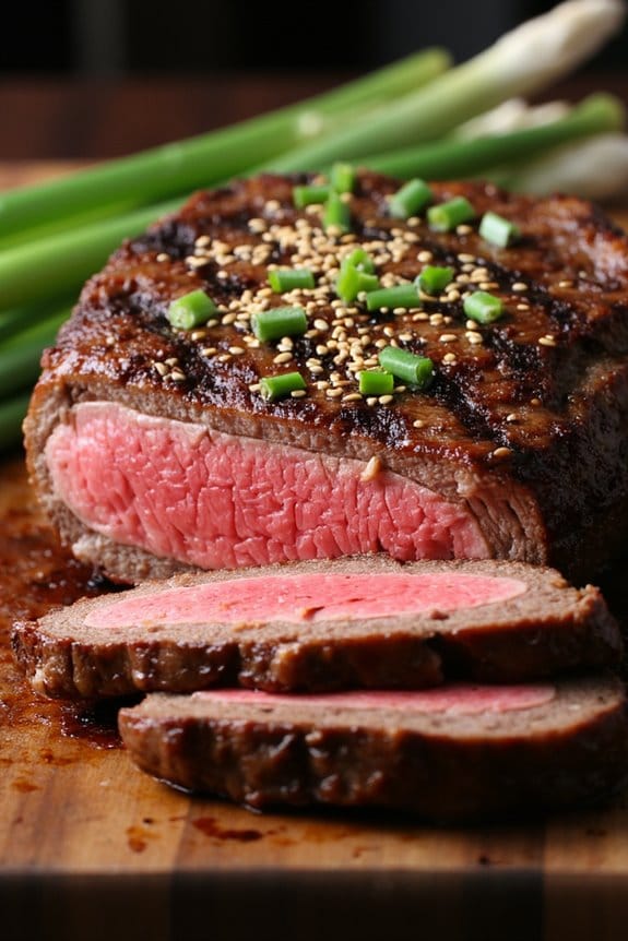 sesame marinated grilled porterhouse steak