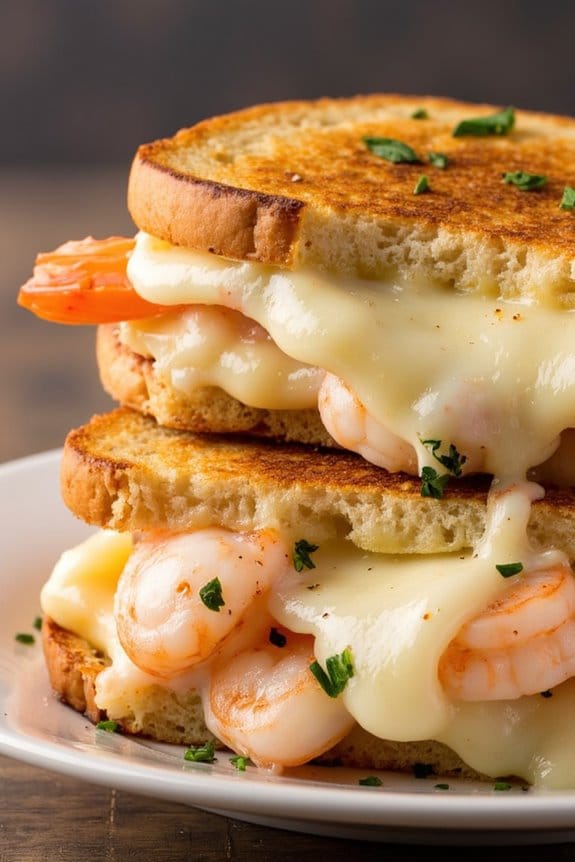 shrimp mozzarella garlic grilled cheese