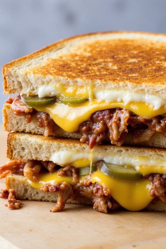 smoky bbq pulled pork grilled cheese
