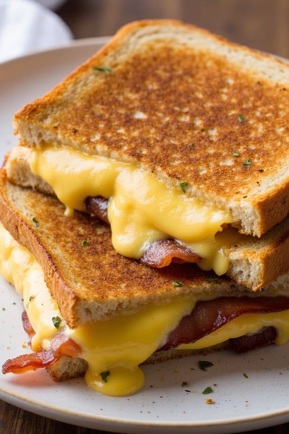 smoky gouda bacon grilled cheese