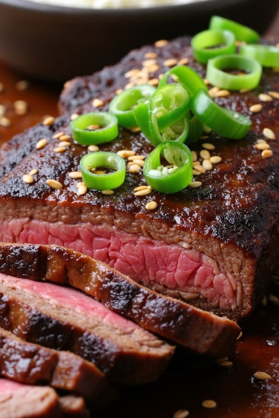 soy ginger glazed skirt steak