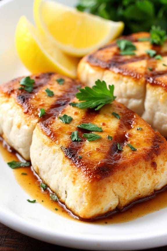 sweet glazed grilled halibut