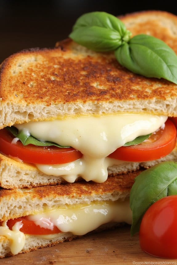 tomato basil mozzarella sandwich