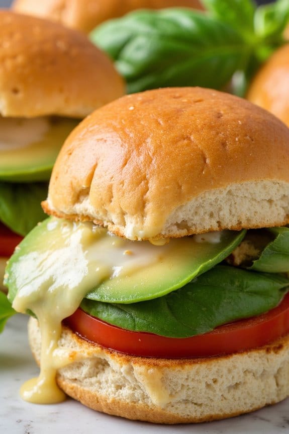 vegan avocado tomato sliders