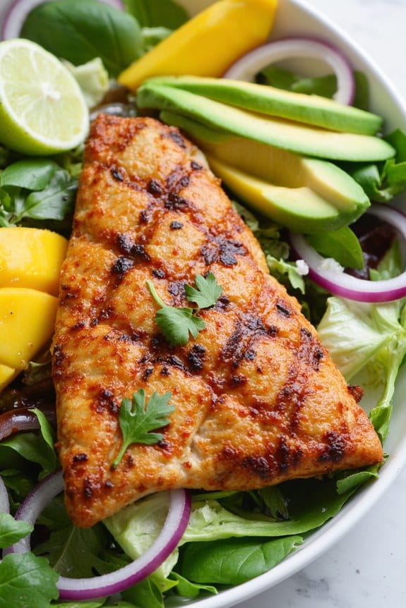 vibrant grilled fish salad