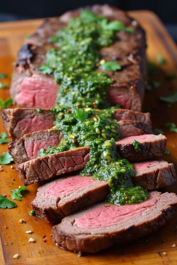 zesty chimichurri flank steak