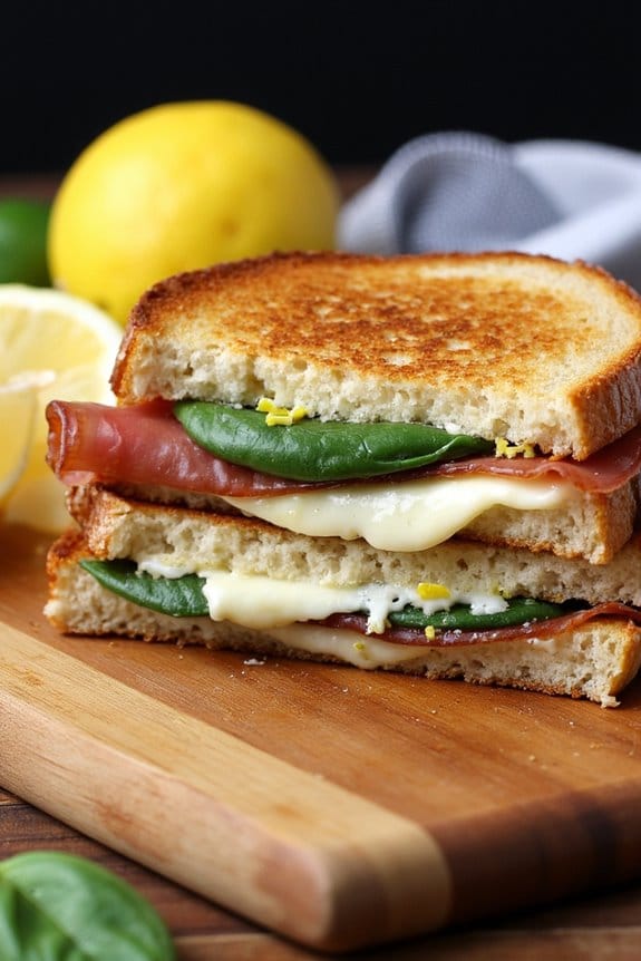 zesty goat cheese prosciutto sandwich