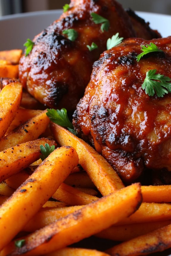 barbecue chicken with fries
