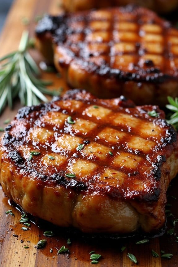 barbecue glazed grilled pork chops
