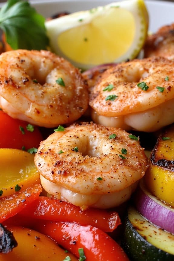 cajun shrimp and grilled veggies
