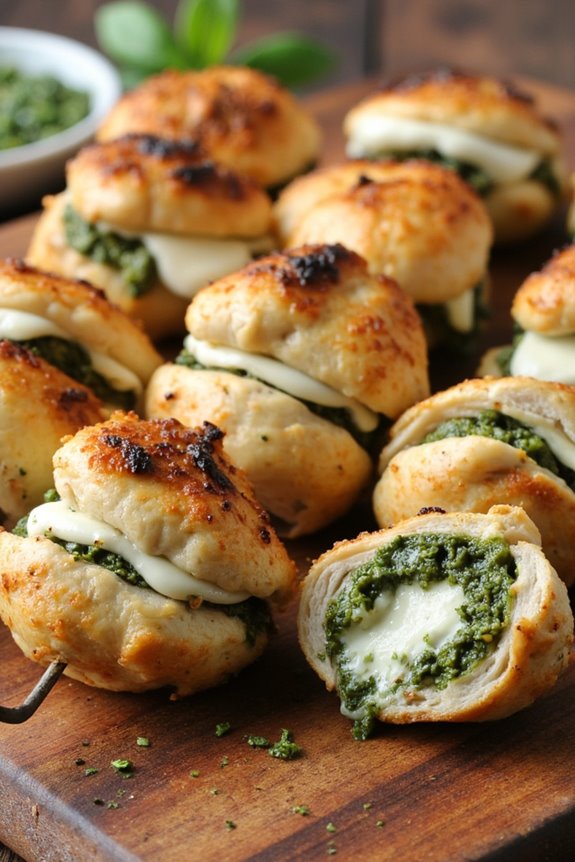 cheesy chicken pesto skewers