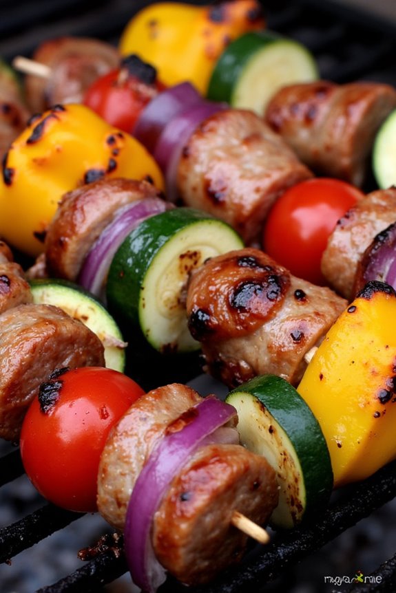 colorful grilled sausage skewers