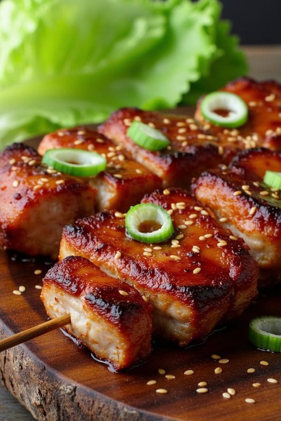 delicious marinated pork skewers