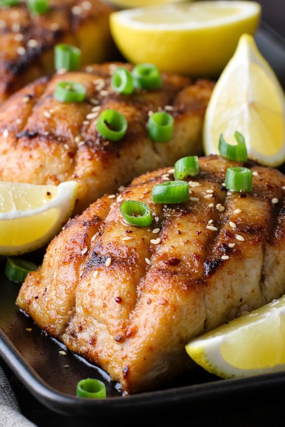 grilled amberjack with sesame soy