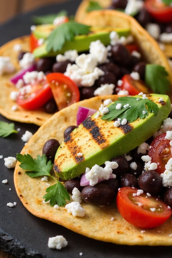 grilled avocado black bean tacos