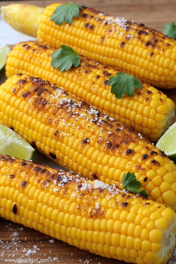 grilled corn with toppings