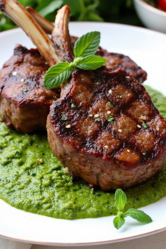 grilled lamb chops with pesto