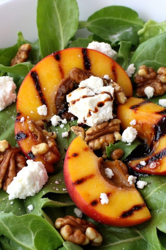 grilled peaches with arugula