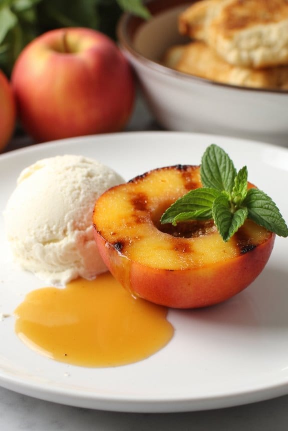 grilled peaches with ice cream