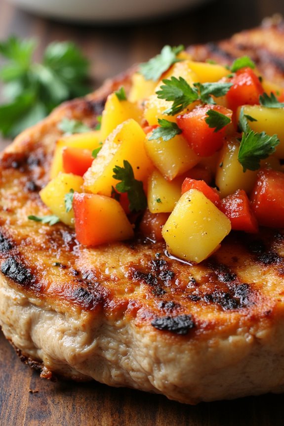 grilled pork chops with peach salsa