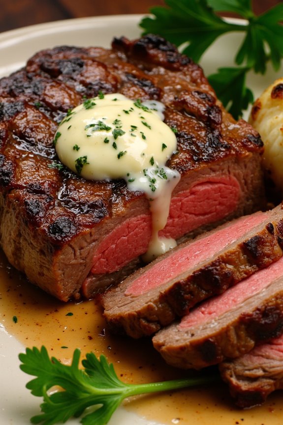 grilled ribeye with garlic butter
