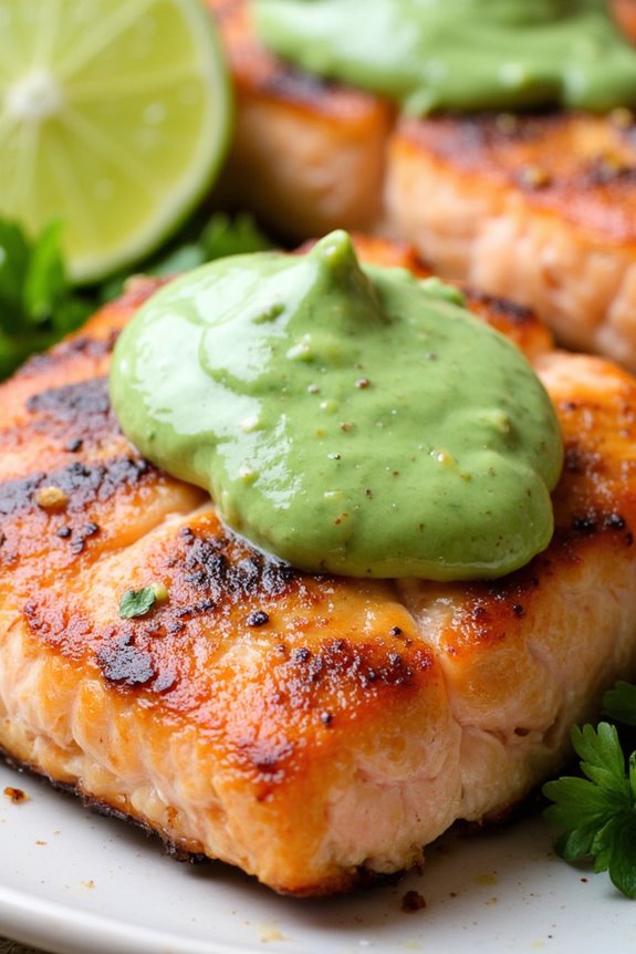 grilled salmon with avocado sauce